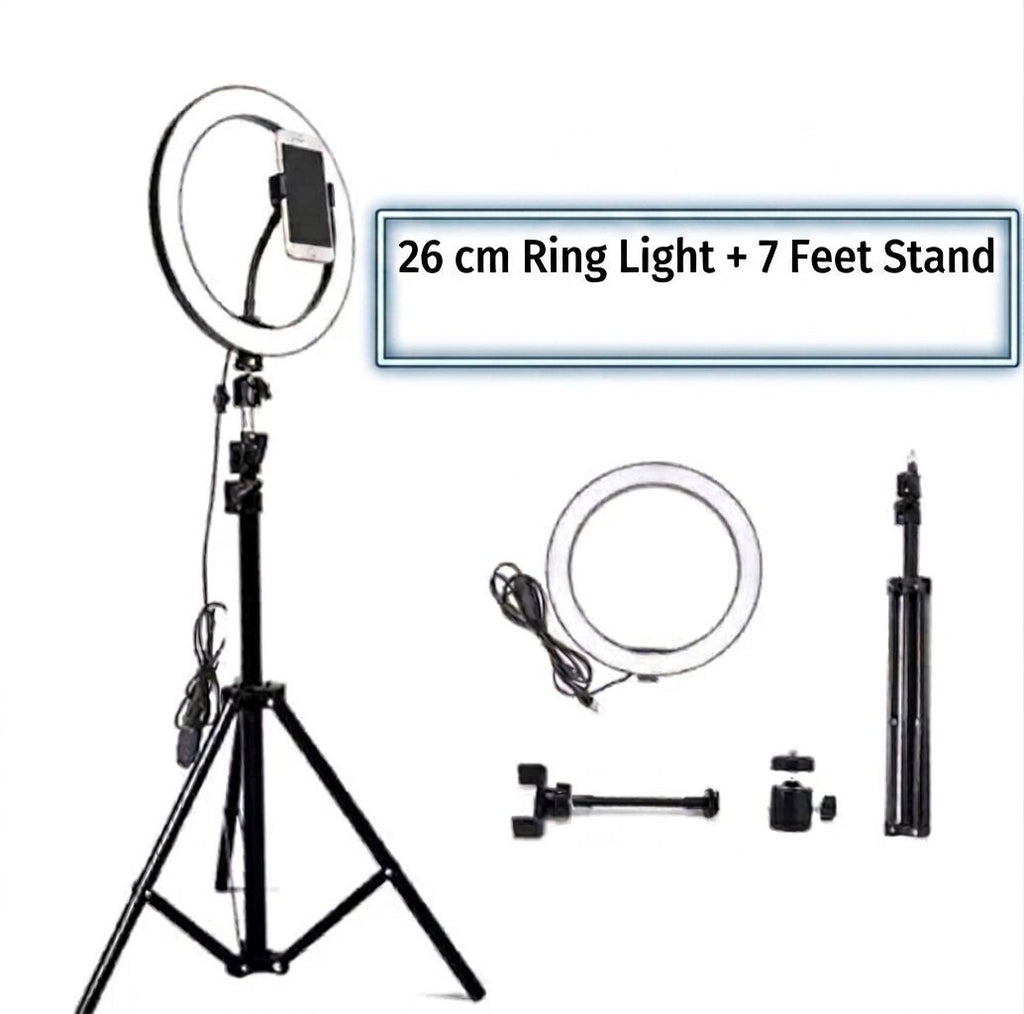 26cm Ring Light With Mobile Holder With 7Feet Tripod Stand in Three Different Mode Light